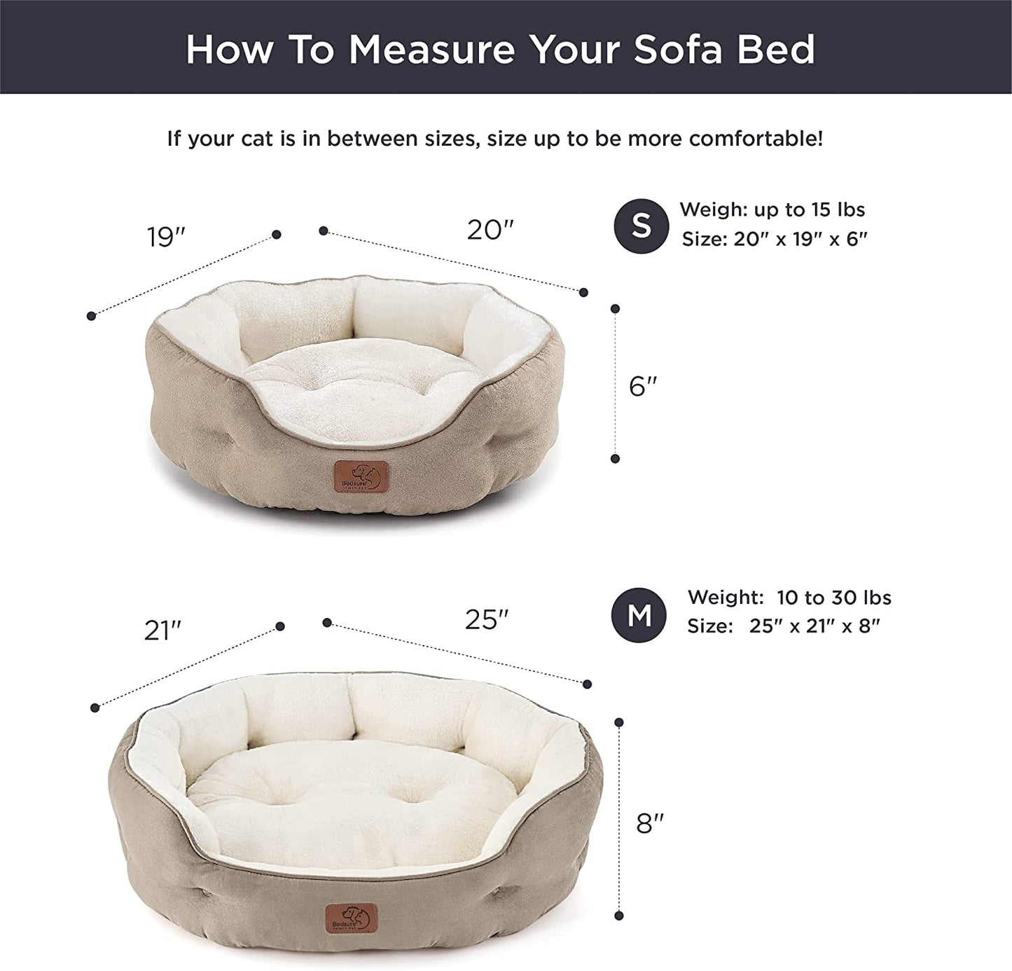 Small Dog Bed Washable,Round Cat Beds for Indoor Cats,20In Camel