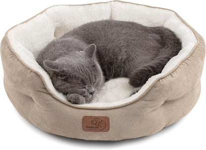 Small Dog Bed Washable,Round Cat Beds for Indoor Cats,20In Camel