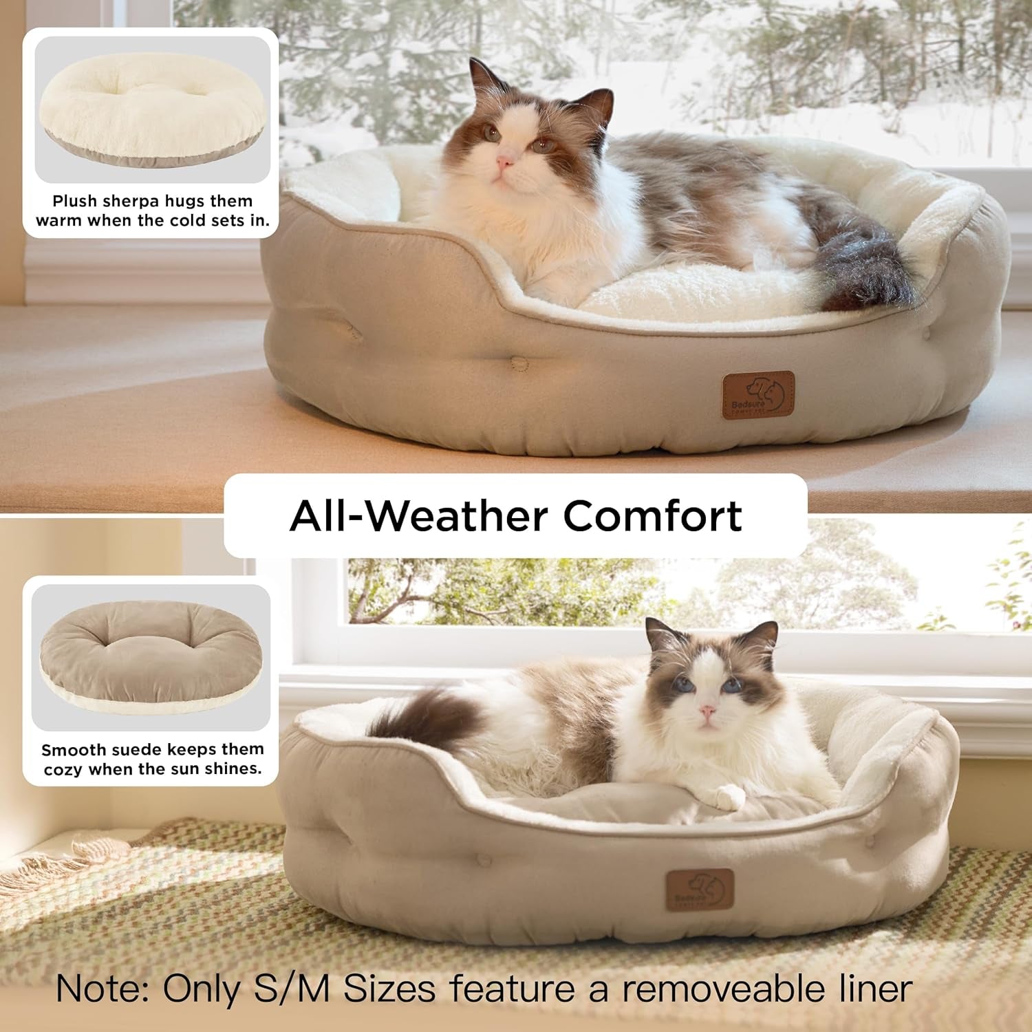Small Dog Bed Washable,Round Cat Beds for Indoor Cats,20In Camel