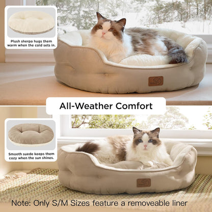 Small Dog Bed Washable,Round Cat Beds for Indoor Cats,20In Camel